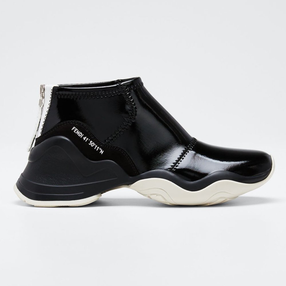 FENDI Neoprene Two-Tone Glossed Sneakers (6.5B)